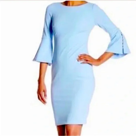 calvin klein white and blue dress Blue Sparkly Mermaid V Neck Prom Dresses – luladress main image 1